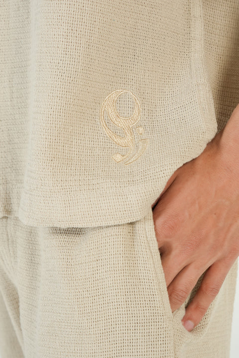 BAGGY FIT TEXTURED RESORT COLLAR SHIRT