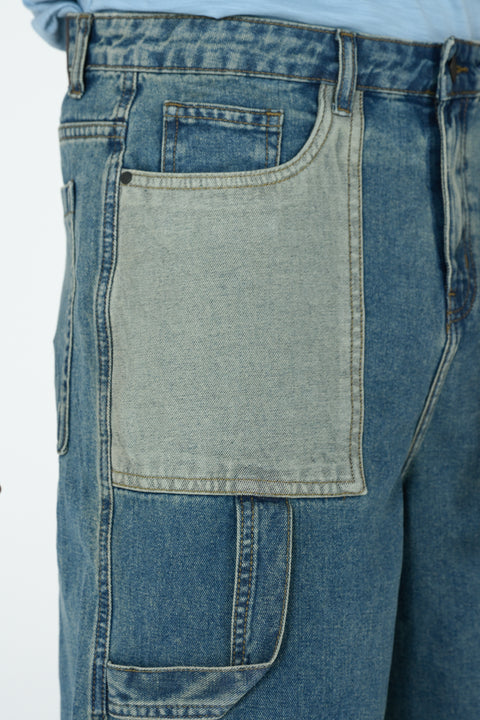 BAGGY FIT DENIM CARGO SHORTS