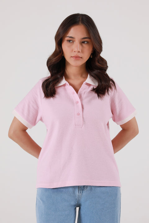 TEXTURED CONTRAST POLO SHIRT