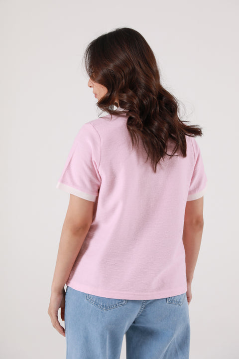 TEXTURED CONTRAST POLO SHIRT