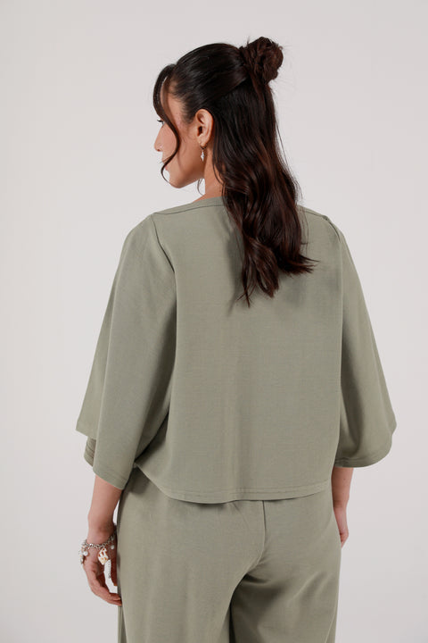 TEXTURED TOP WITH SLEEVE DETAIL