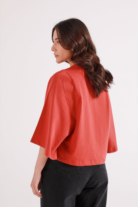 GRAPHIC TEE WITH SLEEVE DETAIL