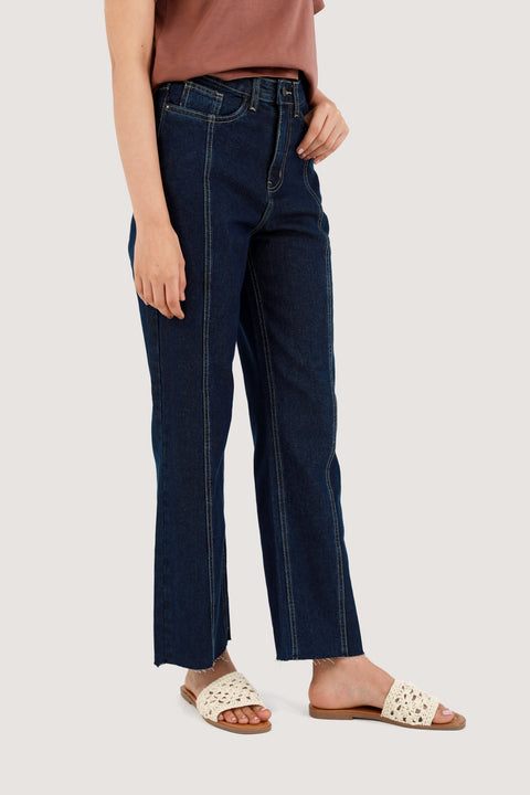 STRAIGHT FIT PLEATED DENIM