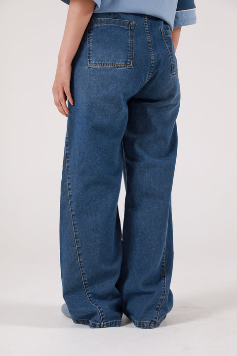 WIDE LEG DENIM WITH PANEL DETAIL