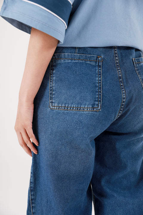 WIDE LEG DENIM WITH PANEL DETAIL