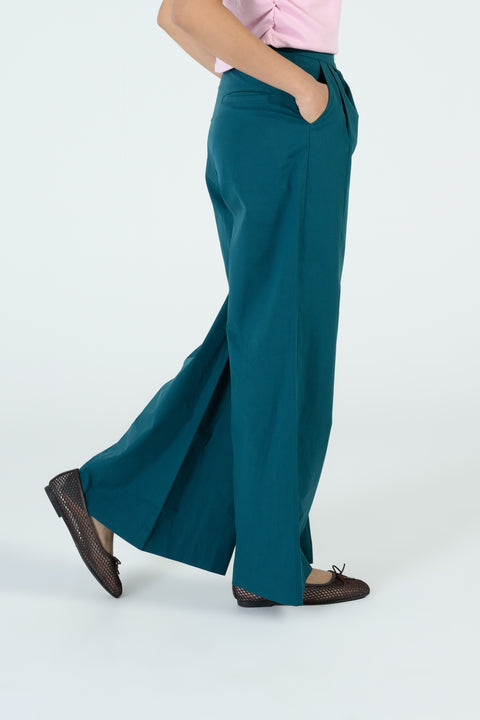 PLEATED WIDE LEG TROUSERS