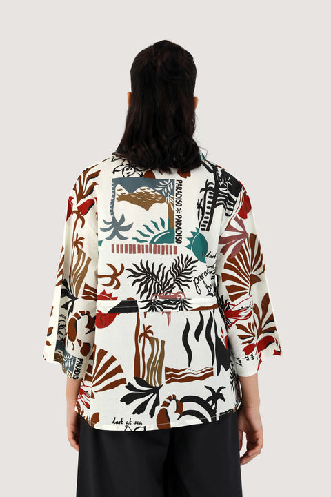 PRINTED SHIRT WITH WAIST DETAIL
