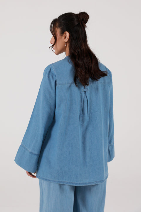EMBROIDERED DENIM TOP