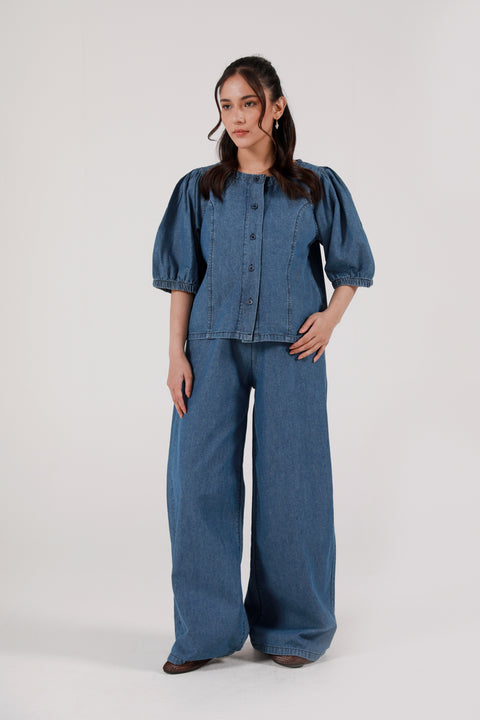 DENIM TOP WITH SLEEVE DETAIL