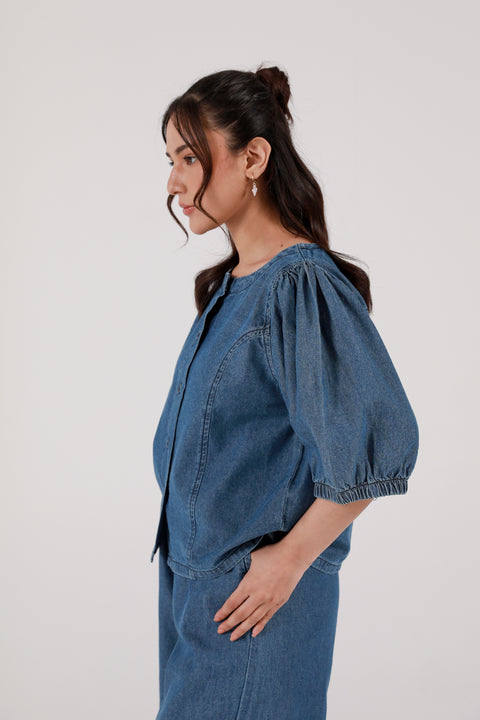 DENIM TOP WITH SLEEVE DETAIL
