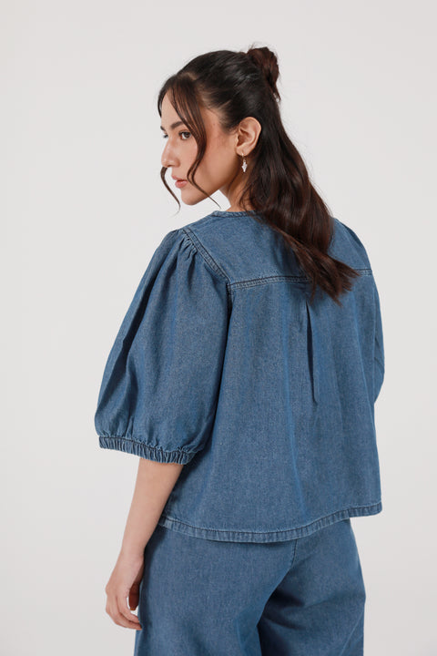 DENIM TOP WITH SLEEVE DETAIL