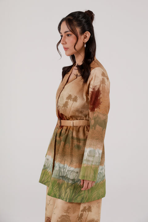 PRINTED SHIRT WITH BELT DETAIL