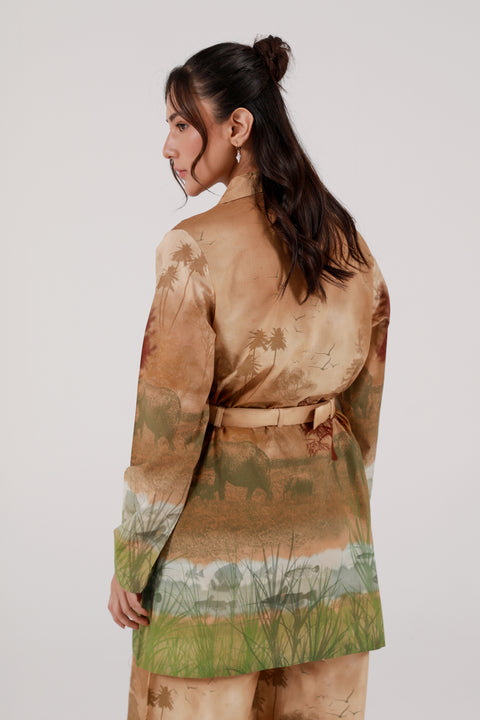 PRINTED SHIRT WITH BELT DETAIL