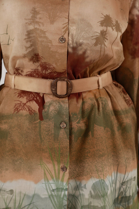 PRINTED SHIRT WITH BELT DETAIL