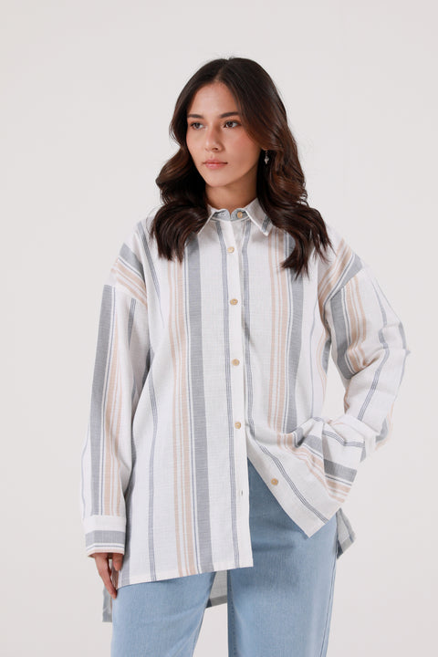 TEXTURED OVERSIZED BUTTON-DOWN SHIRT