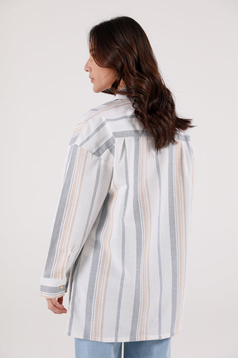 TEXTURED OVERSIZED BUTTON-DOWN SHIRT
