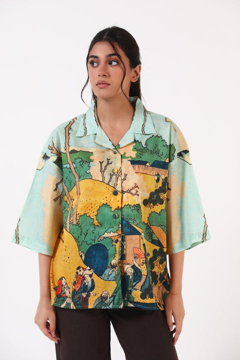 PRINTED BUTTON DOWN SHIRT