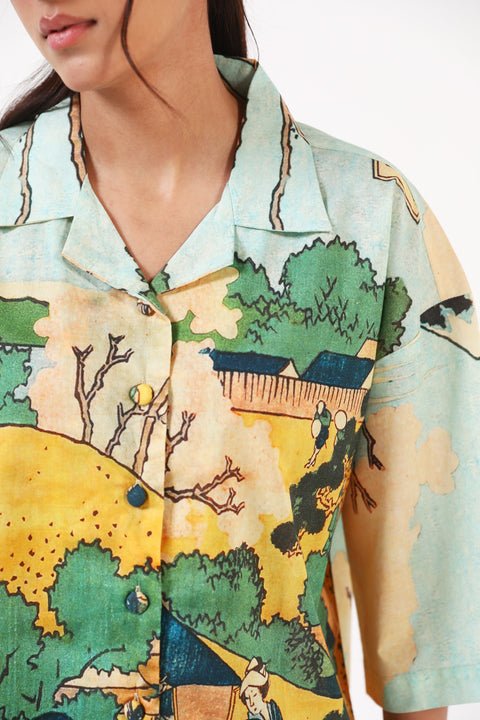 PRINTED BUTTON DOWN SHIRT