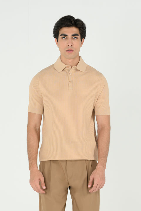 TEXTURED KNITTED POLO