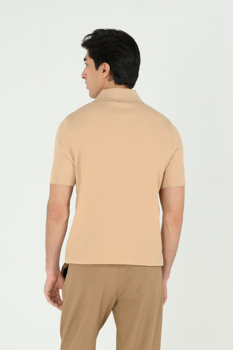 TEXTURED KNITTED POLO