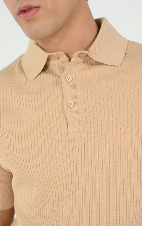 TEXTURED KNITTED POLO