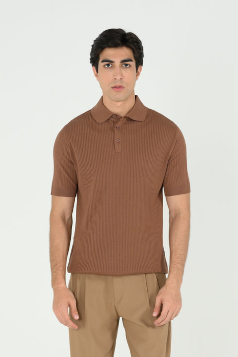 TEXTURED KNITTED POLO