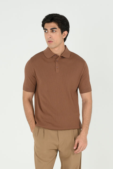 TEXTURED KNITTED POLO