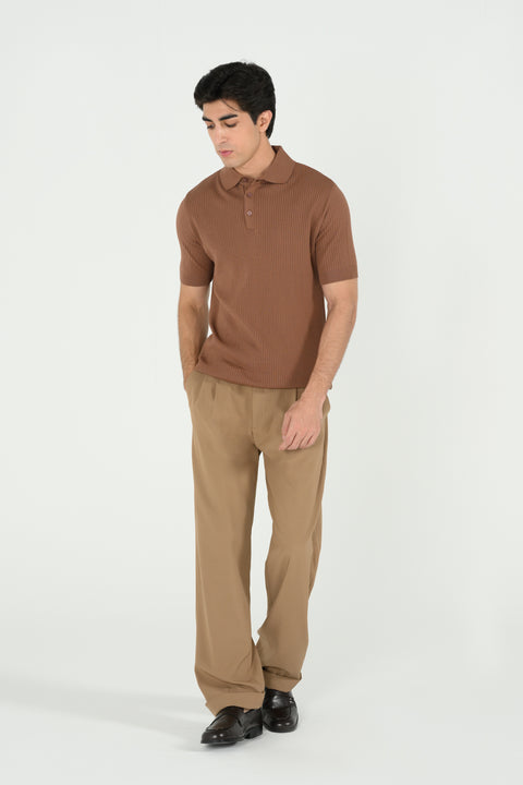 TEXTURED KNITTED POLO