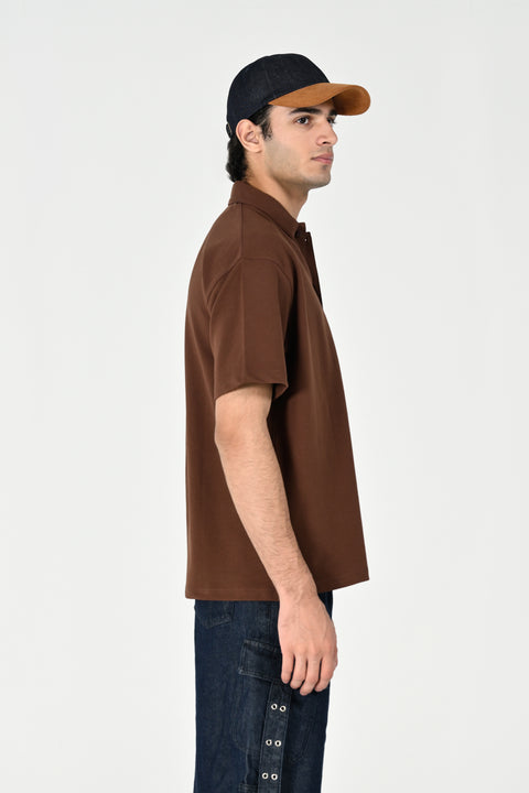 BAGGY FIT BUTTON DOWN TEXTURED POLO