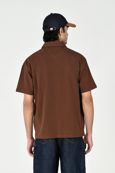 BAGGY FIT BUTTON DOWN TEXTURED POLO