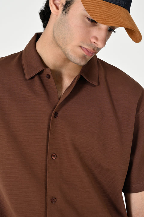 BAGGY FIT BUTTON DOWN TEXTURED POLO