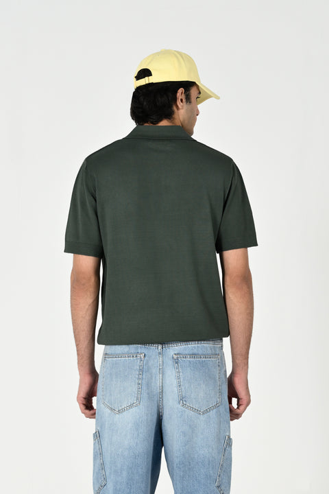 ZIP PLACKET KNITTED POLO