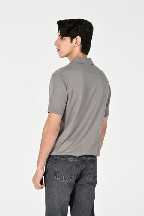 ZIP PLACKET KNITTED POLO