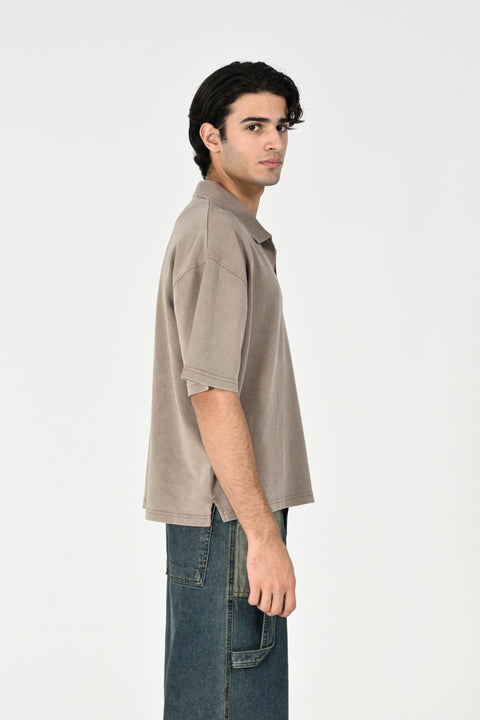 BOXY FIT WASHED POLO