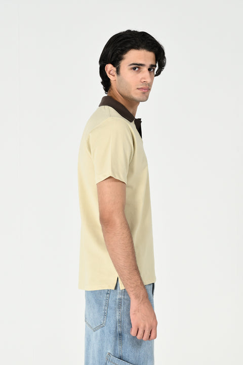 TEXTURED CONTRAST COLLAR & PLACKET POLO