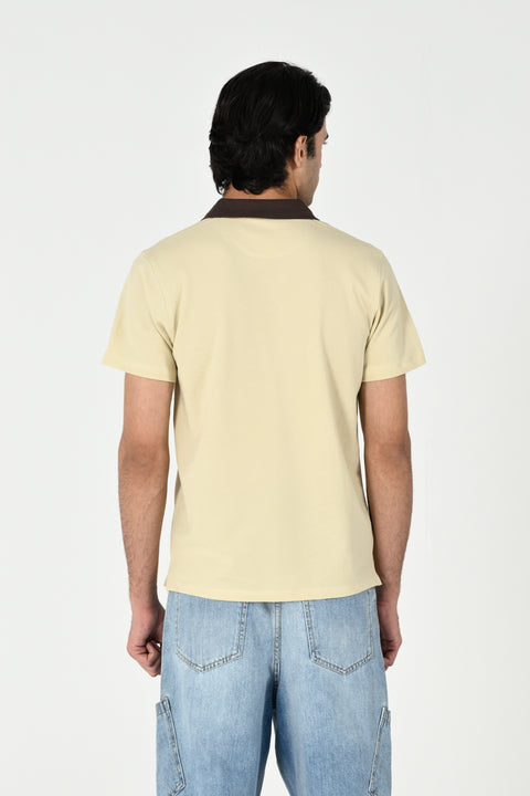 TEXTURED CONTRAST COLLAR & PLACKET POLO