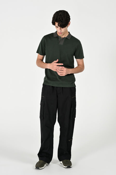 TEXTURED CONTRAST COLLAR & PLACKET POLO