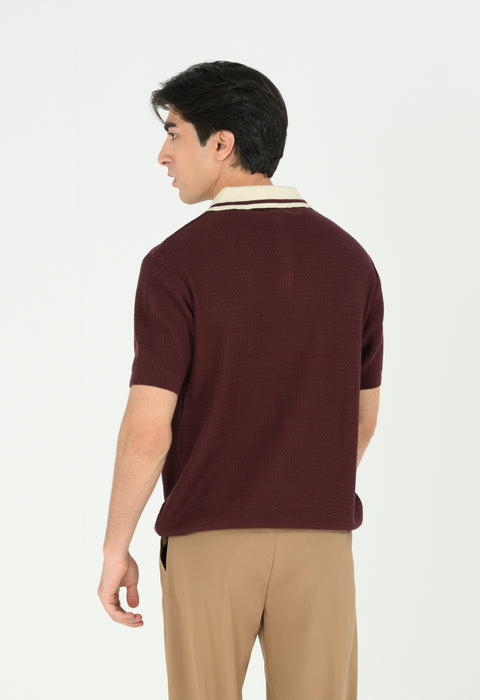 CONTRAST COLLAR KNITTED POLO