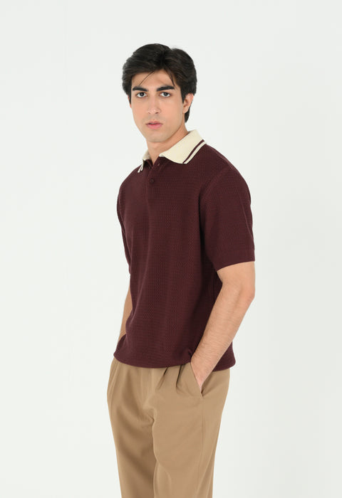 CONTRAST COLLAR KNITTED POLO