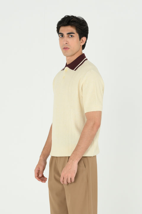 CONTRAST COLLAR KNITTED POLO