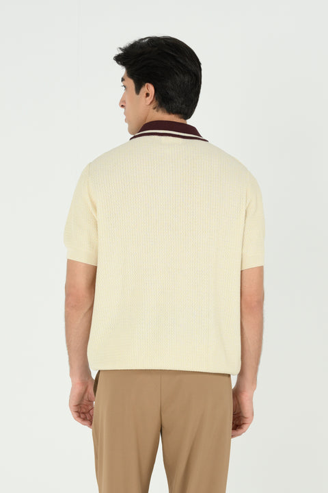 CONTRAST COLLAR KNITTED POLO