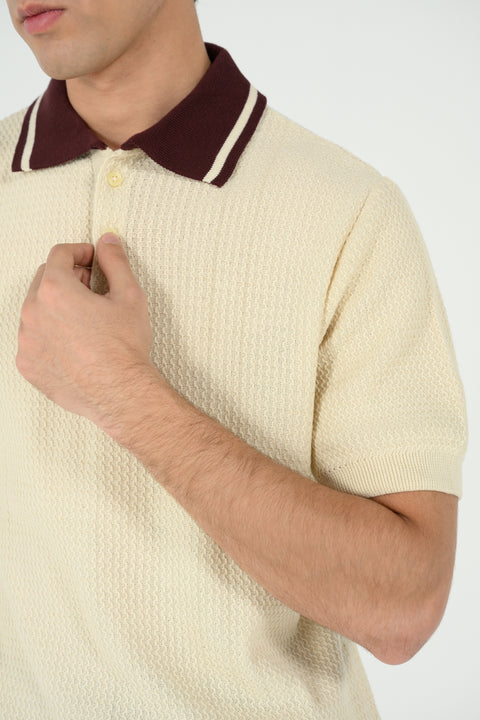 CONTRAST COLLAR KNITTED POLO