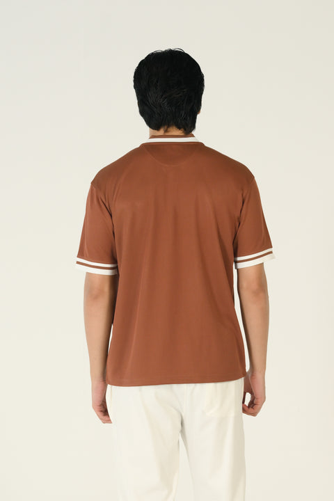 RELAXED FIT MESH BUTTON DOWN POLO