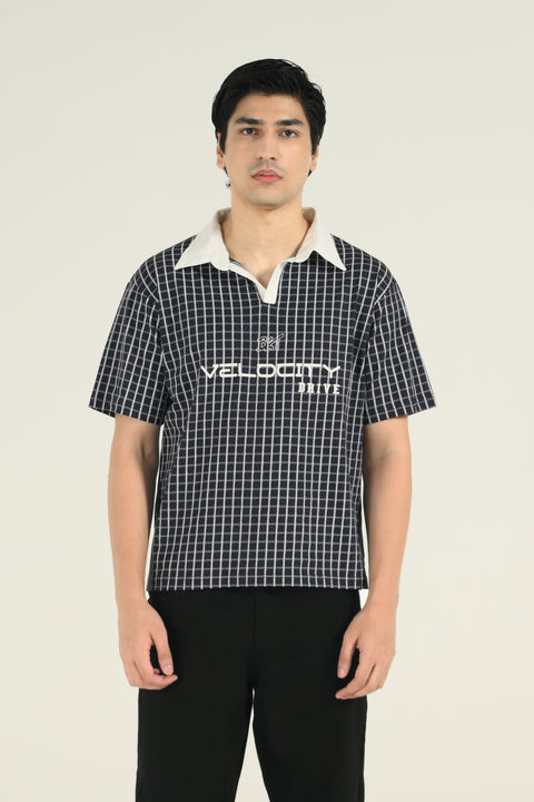 RELAXED FIT CONTRAST COLLAR PRINTED POLO
