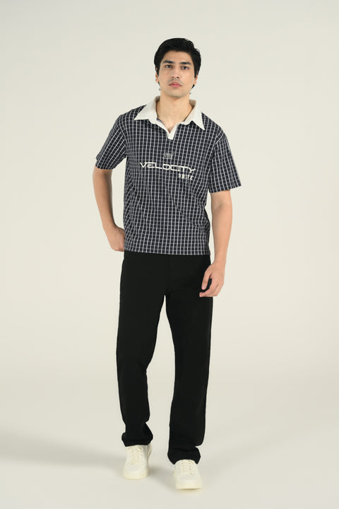 RELAXED FIT CONTRAST COLLAR PRINTED POLO
