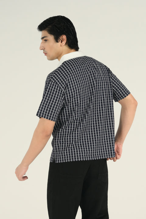RELAXED FIT CONTRAST COLLAR PRINTED POLO