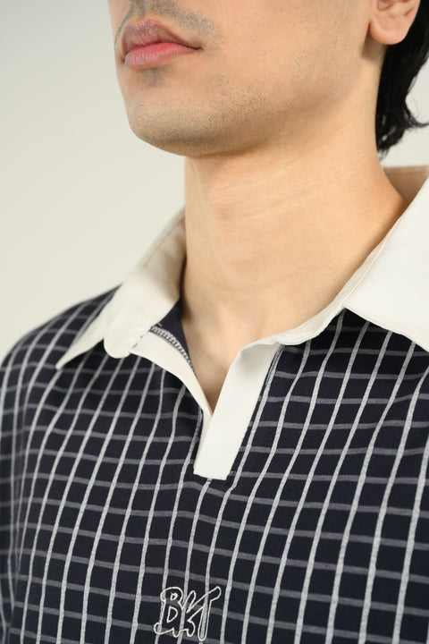 RELAXED FIT CONTRAST COLLAR PRINTED POLO