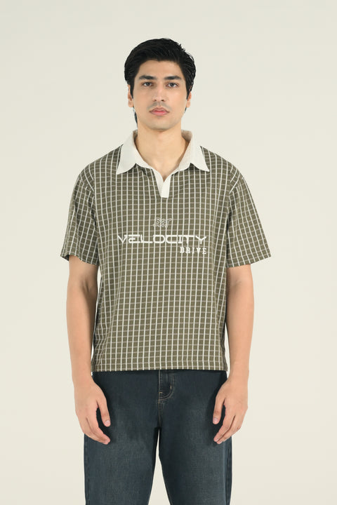 RELAXED FIT CONTRAST COLLAR PRINTED POLO