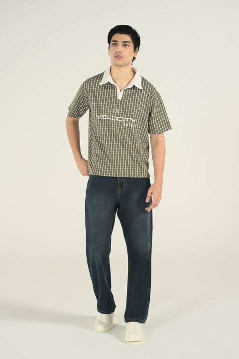 RELAXED FIT CONTRAST COLLAR PRINTED POLO