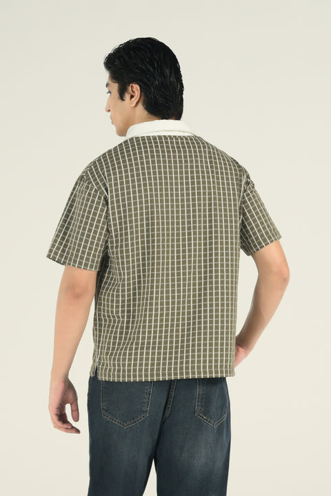 RELAXED FIT CONTRAST COLLAR PRINTED POLO
